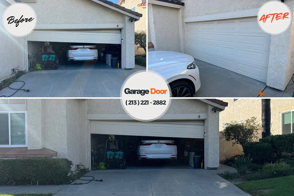 Before and after: garage door repair Middleborough Center, MA